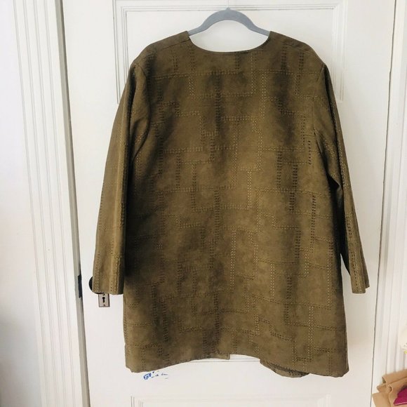 Indago Design Brown Embroidered Ultrasuede Duster Coat Jacket Vintage - Picture 6 of 6
